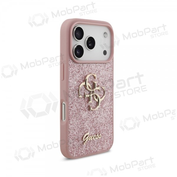 Capa para Apple iPhone 18 Pro - Guess PU Fixed Glitter 4G Metal Logo (rosa)