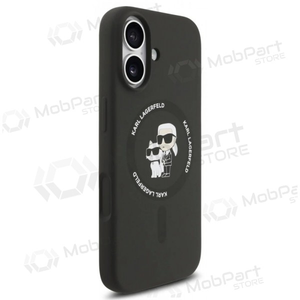 Capa para Apple iPhone 17 -Karl Lagerfeld Liquid Silicone Karl and Choupette MagSafe (preta)