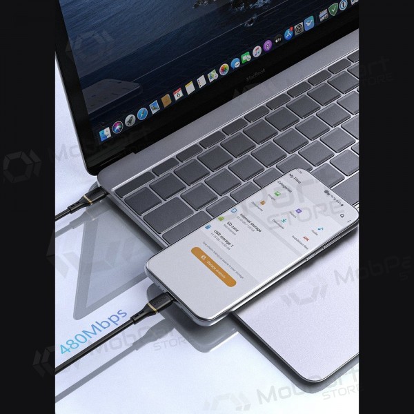 Cabo USB-C Dudao L25C USB-C para USB-C 1 m 60 W preto