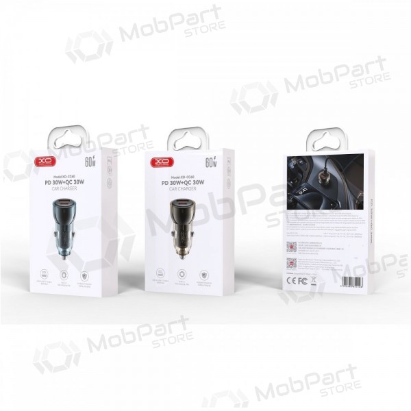 Carregador de carro XO CC60 USB-A/USB-C 60W preto