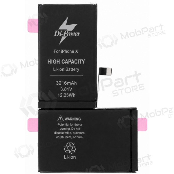 Bateria Apple iPhone X, acumulador Di-Power 3216 mAh (capacidade aumentada)