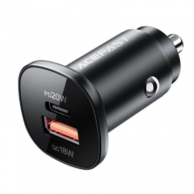Carregador automobilinis Acefast B1 Mini 38W USB-C+USB-A preto