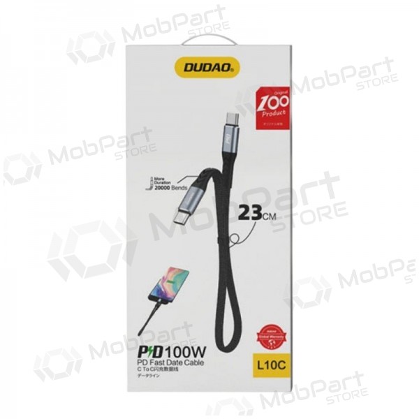 Cabo USB-C Dudao L10C USB-C para USB-C 0.23 m 100 W preto