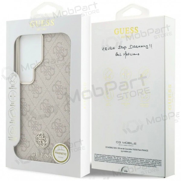 Capa Samsung Galaxy S26 Ultra - Guess PU Leather 4G Strass Logo Gold Frame Magnetic (rosa)