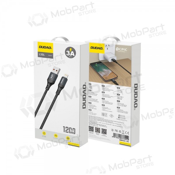 Cabo Lightning Dudao L3SL USB-A para Lightning 1.2 m 3 A preto
