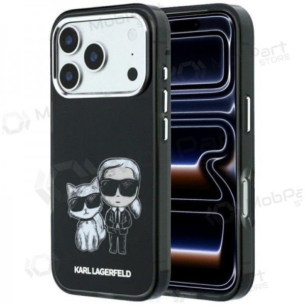 Capa para Apple iPhone 18 Pro - Karl Lagerfeld PU Semi Wrap Smooth Sketch Bodies MagSafe (preto)