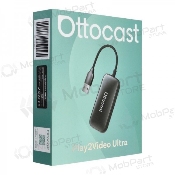 Adaptador sem fio CarPlay/Android Auto Ottocast Play2Video Ultra preto