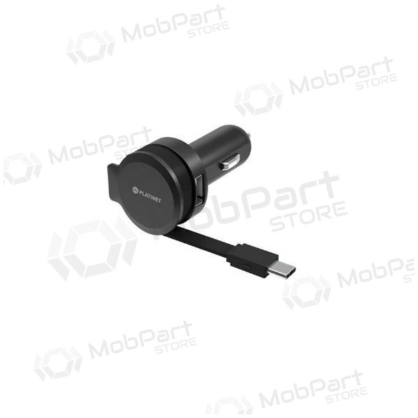 Carregador de carro Platinet su Type-C laidu (1xUSB 2.4A) (preto)