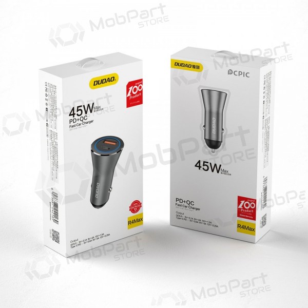 Carregador de telefone para carro Dudao R4Max 55 W USB-C + USB-A cinzento