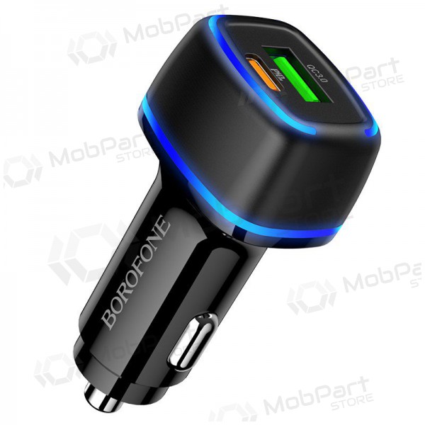 Carregador automobilinis Borofone BZ14A PD20W+QC3.0 x 2 USB (branco)