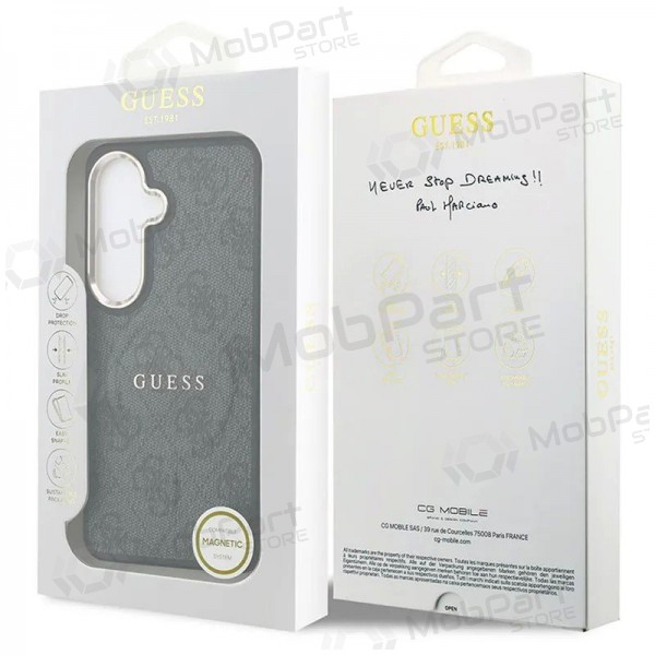 Capa Samsung Galaxy S26 - Guess PU Leather 4G Gold Frame Magnetic (preta)