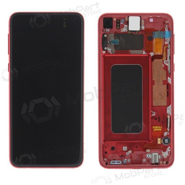 Samsung G970F Galaxy S10e ecrã (Cardinal Red) (com moldura) (usado grade A, original)