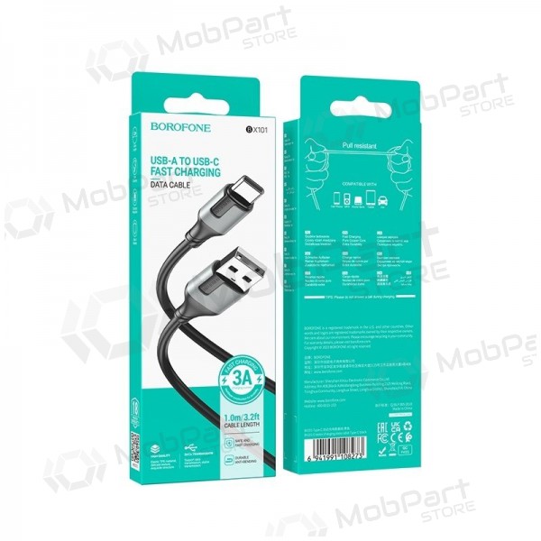USB cabo Borofone BX101 USB-A to USB-C 1.0m preto
