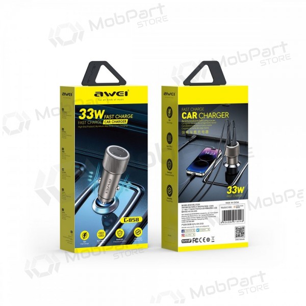 Carregador de carro Awei C-858 33W 2xUSB-C preto