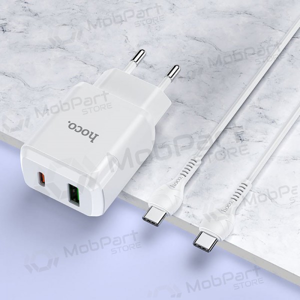 Carregador Hoco N5 USB Quick Charge 3.0 + PD 20W (3.1A) + Type-C-Type-C (branco)