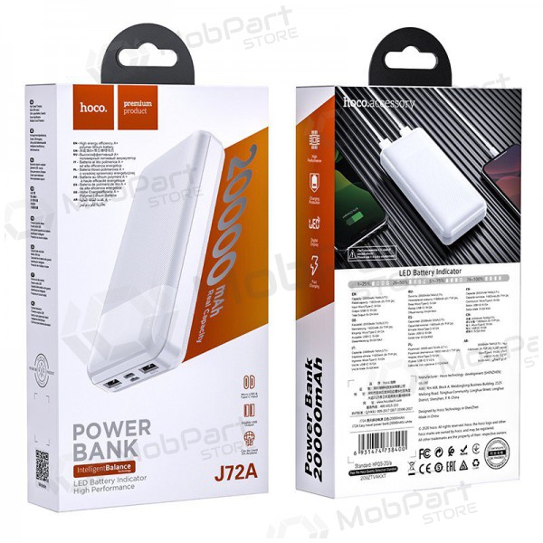 Bateria externa Power Bank Hoco J72A 20000mAh branco