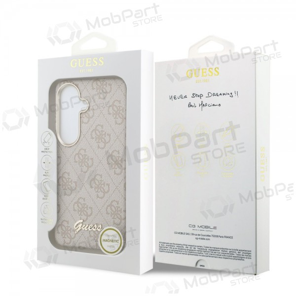Capa Samsung Galaxy S26 - Guess PU 4G Script Metal Logo Magnetic (rosa)