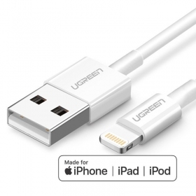 USB cabo Ugreen US155 MFi USB to Lightning 2.4A 2.0m branco