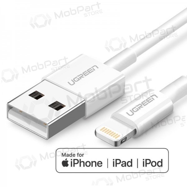 USB cabo Ugreen US155 MFi USB to Lightning 2.4A 2.0m branco
