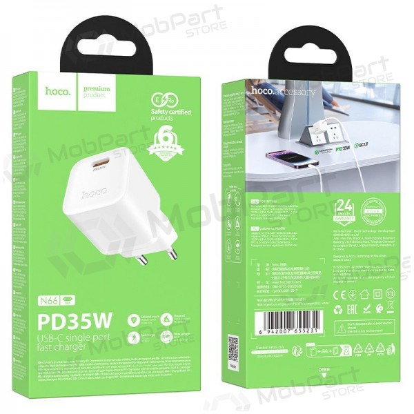 Carregador de telefone Hoco N66 35 W GaN USB-C branco