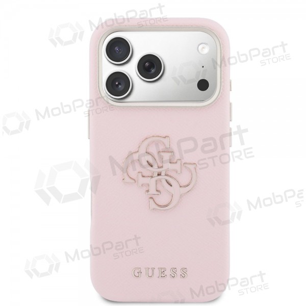 Capa para Apple iPhone 17 Pro Max - Guess PU Grained 4G Resin Metal Logo (rosa)