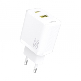 Carregador de telefone Dudao A26T 25 W GaN USB-C + USB-A branco
