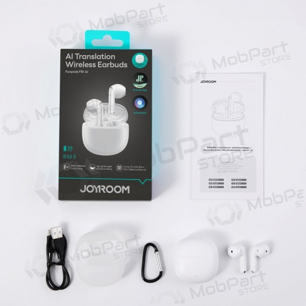 Fones de ouvido sem fio com microfone Joyroom JR-FB1 Bluetooth brancos