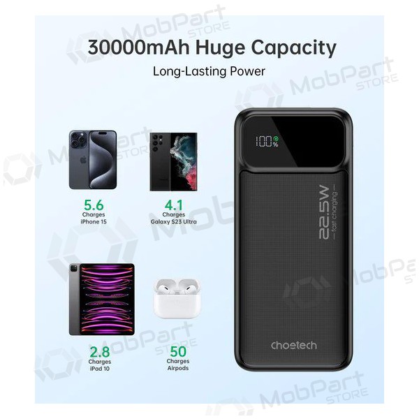 Bateria externa Power Bank Choetech B730 22.5W 30000mAh preto