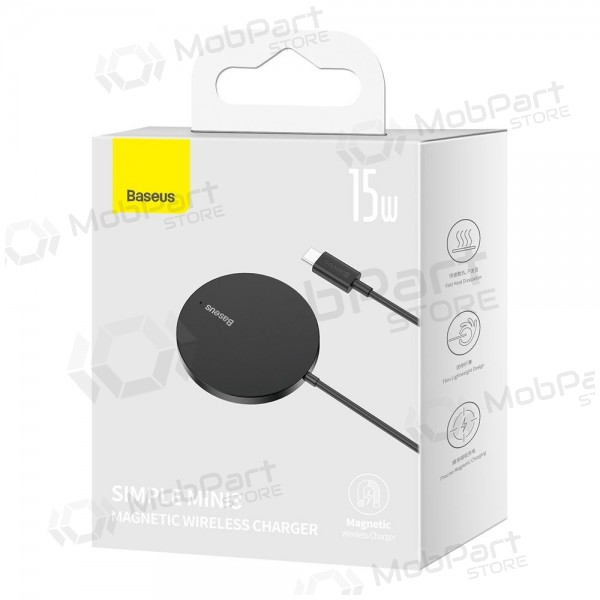 Carregador sem fio MagSafe Baseus Simple Mini 3 15 W preto