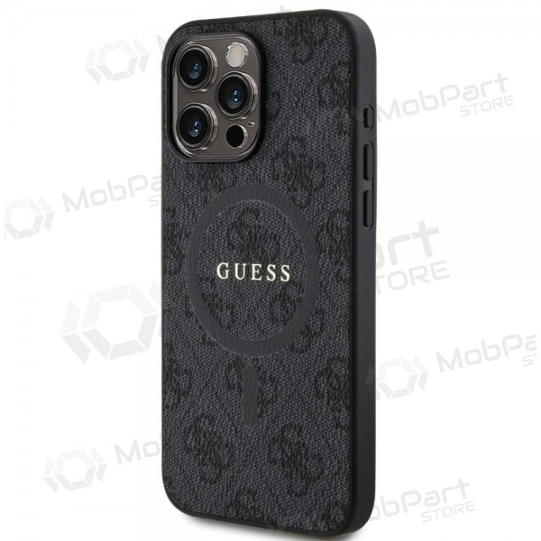 Capa Apple iPhone 15 Pro Max - Guess PU Leather 4G Colored Ring MagSafe (preta)