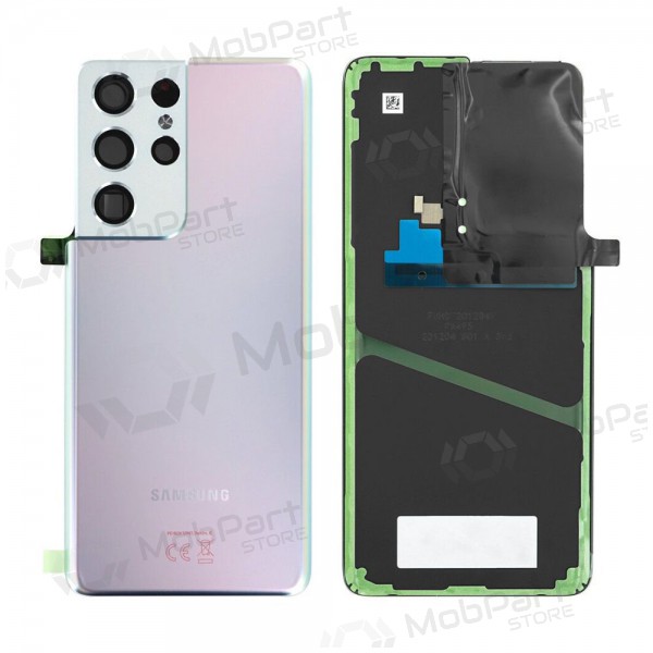 Samsung G998 Galaxy S21 Ultra 5G tampa traseira da bateria (Phantom Silver) (usado grade A, original)