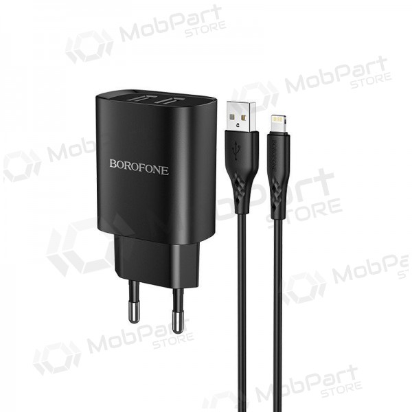 Carregador Borofone BN2 2xUSB 2.1A + Lightning (preto)