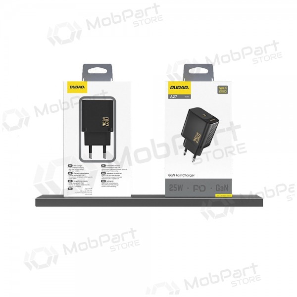 Carregador de telefone Dudao A27 25 W GaN USB-C preto