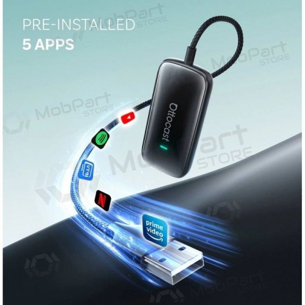 Adaptador sem fio CarPlay/Android Auto Ottocast Play2Video Ultra preto