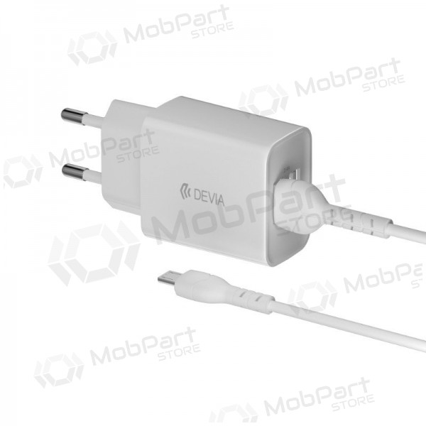 Carregador Devia Smart x 2 USB (2.4A) + MicroUSB, (branco)