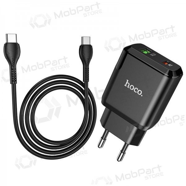 Carregador Hoco N5 USB Quick Charge 3.0 + PD 20W (3.1A) + Type-C-Type-C (preto)