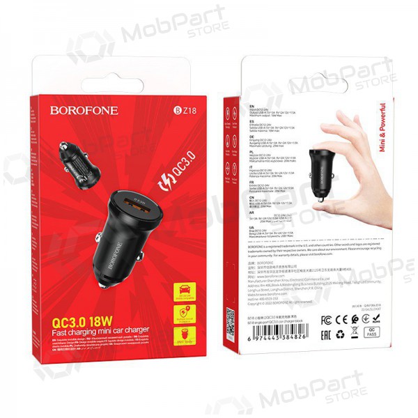 Carregador automobilinis Borofone BZ18 Quick Charge 3.0 18W (preto)