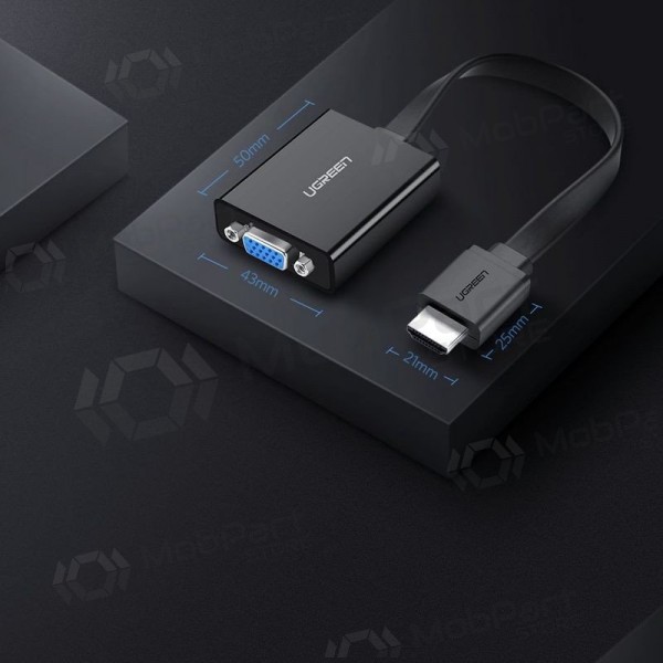 Adaptador Ugreen MM103 HDMI para VGA preto