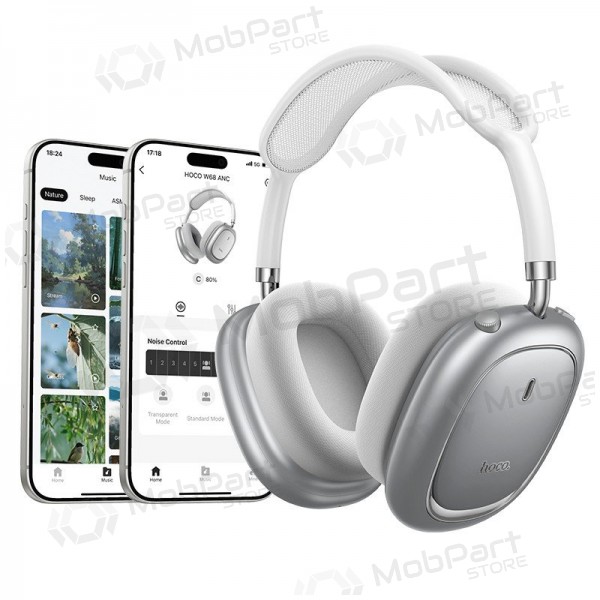 Fones de ouvido sem fio com microfone Hoco W68 ANC Bluetooth pretos