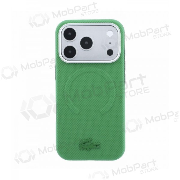 Capa para Apple iPhone 18 Pro - Lacoste PVC Petit Pique Semi Wrap Embossed MagSafe (verde)