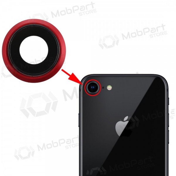 Apple iPhone 8 / SE 2020 / SE 2022 lente vidro da câmera (vermelho) (com moldura)