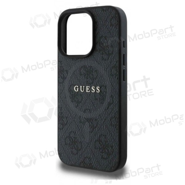 Capa para Apple iPhone 16 Pro Max - Guess PU Leather 4G Colored Ring MagSafe (preta)