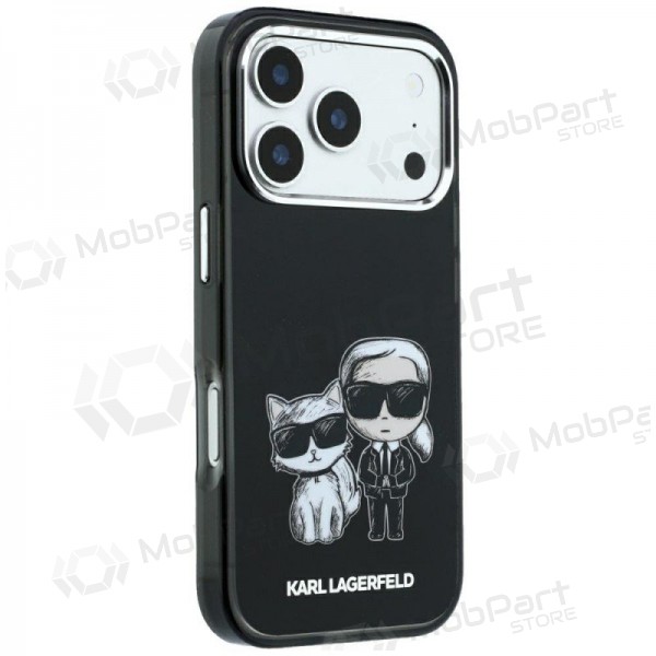 Capa para Apple iPhone 18 Pro - Karl Lagerfeld PU Semi Wrap Smooth Sketch Bodies MagSafe (preto)
