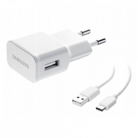 Carregador original Samsung EP-TA200NWE 15W + Type-C cabo branco