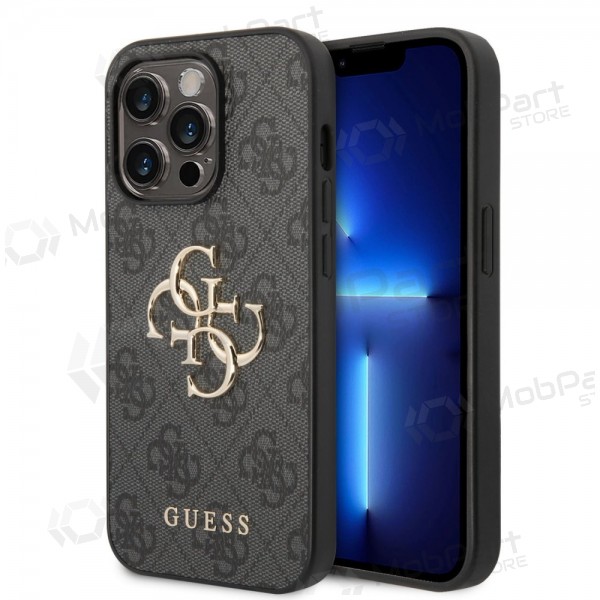 Capa para Apple iPhone 14 Pro -Guess PU 4G Metal Logo- (cinzento)
