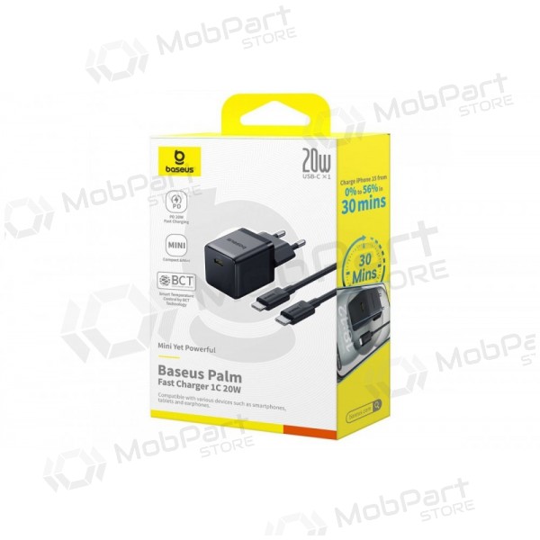 Carregador Baseus Palm 20W USB-C + USB-C to USB-C cable 1.0m preto P10111602113-01