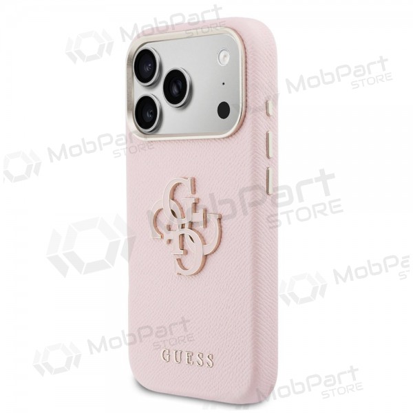 Capa para Apple iPhone 17 Pro Max - Guess PU Grained 4G Resin Metal Logo (rosa)