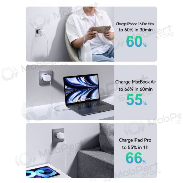 Carregador Joyroom JR-TCG15 30W GaN USB-C branco
