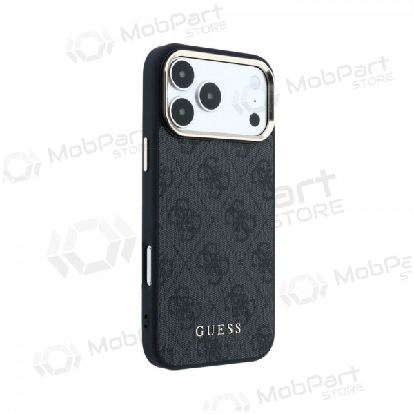 Capa para Apple iPhone 18 Pro Max - Guess PU Leather 4G Gold Frame MagSafe (preta)
