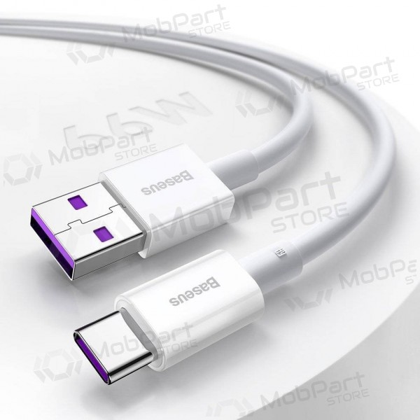 USB cabo Baseus Superior iš USB į Type-C 66W 2.0m branco CATYS-A02